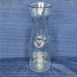 Anchor Hocking American Cancer Vase Vintage Glass Etched Society Carafe Vase